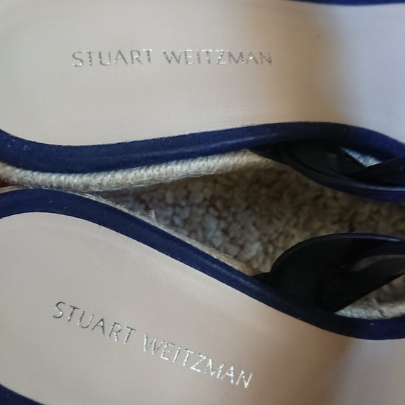 Stuart Weitzman navy Blue Twist Suede Wedge Sandals size 6.5 - Picture 9 of 13